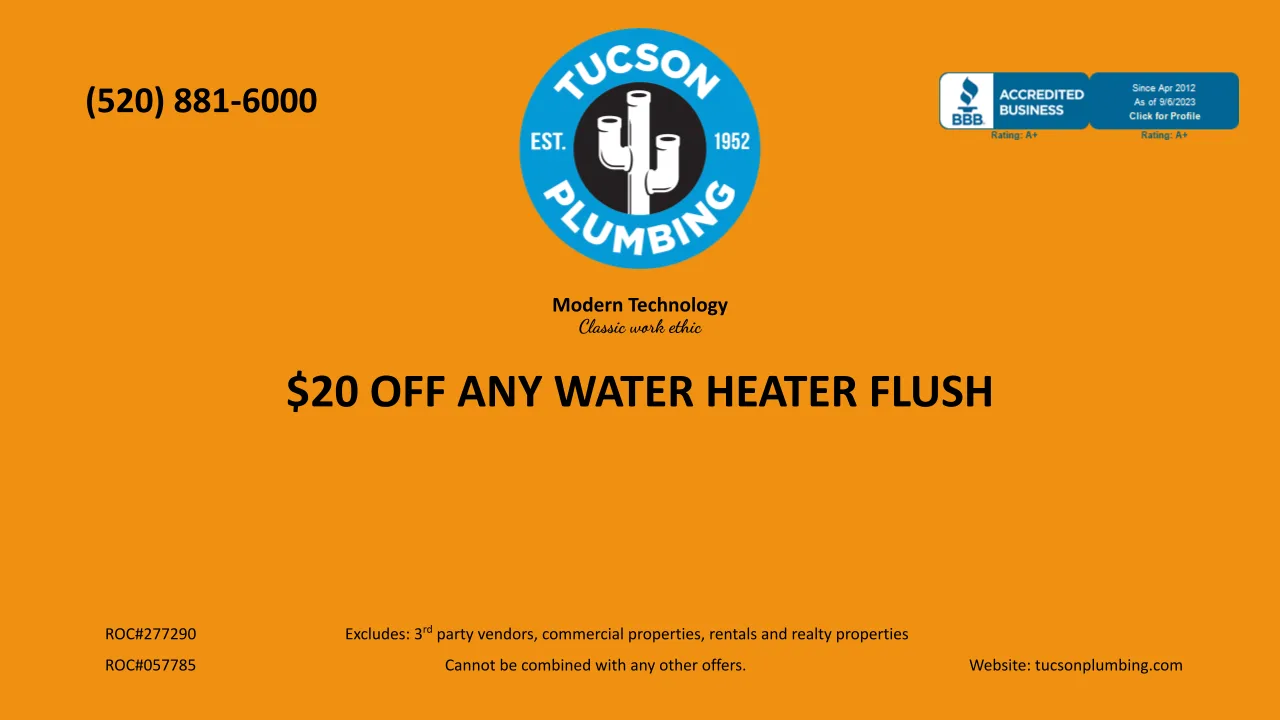 Tucson Plumbing coupon: $20 off any water heater flush