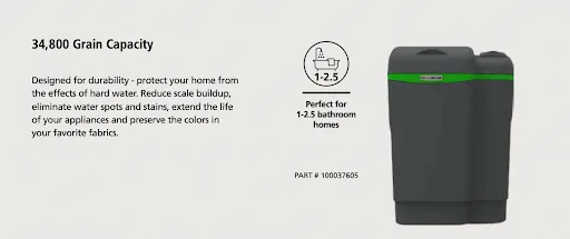 A.O. Smith 34,800 grain capacity water softener unit, sized for homes with 1 to 2.5 bathrooms
